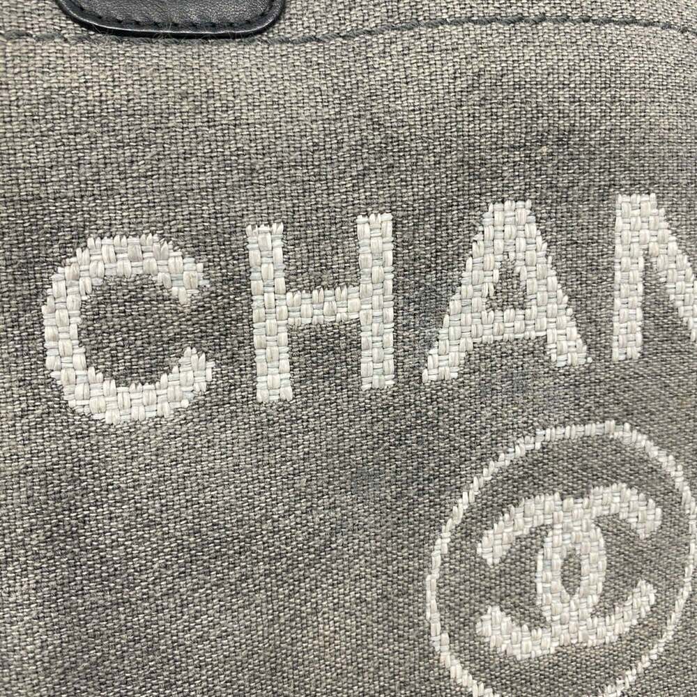 CHANEL Gray Canvas Deauville Tote Bag - Picture 10 of 12